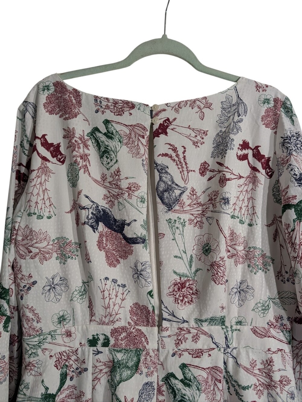 ModCloth Woodland Animal Botanical Fit & Flare Midi Dress XL Long Sleeve Lined - Picture 8 of 11